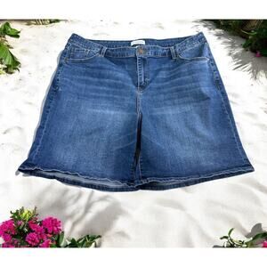 Lane Bryant Signature Fit Boyfriend Midi Denim Short Sz 20 Flex Magic Waistband